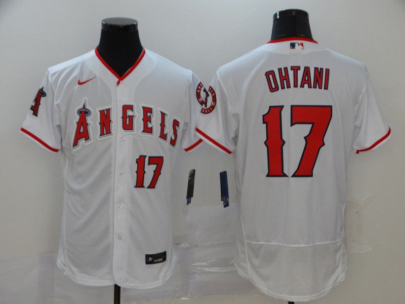 Men Los Angeles Angels 17 Ohtani White Nike Elite MLB Jerseys